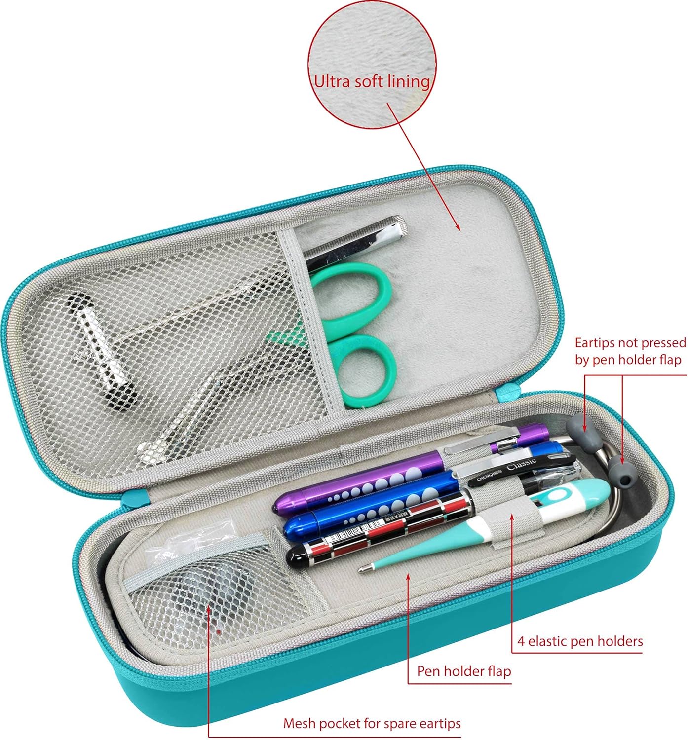 ButterFox Estuche para estetoscopio para enfermeras con divisor y ranura para identificación para Littmann Classic III, diagnóstico de cardiología
