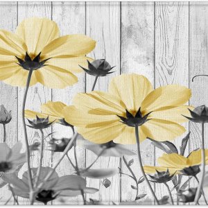 HVEST Alfombras de baño florales de granja, flores grises y amarillas en tablas de madera rústica vintage, alfombra de baño para decoración de baño, HVEST Alfombras de baño florales de granja, flores grises y amarillas en tablas de madera rústica vintage, alfombra de baño para decoración de baño,