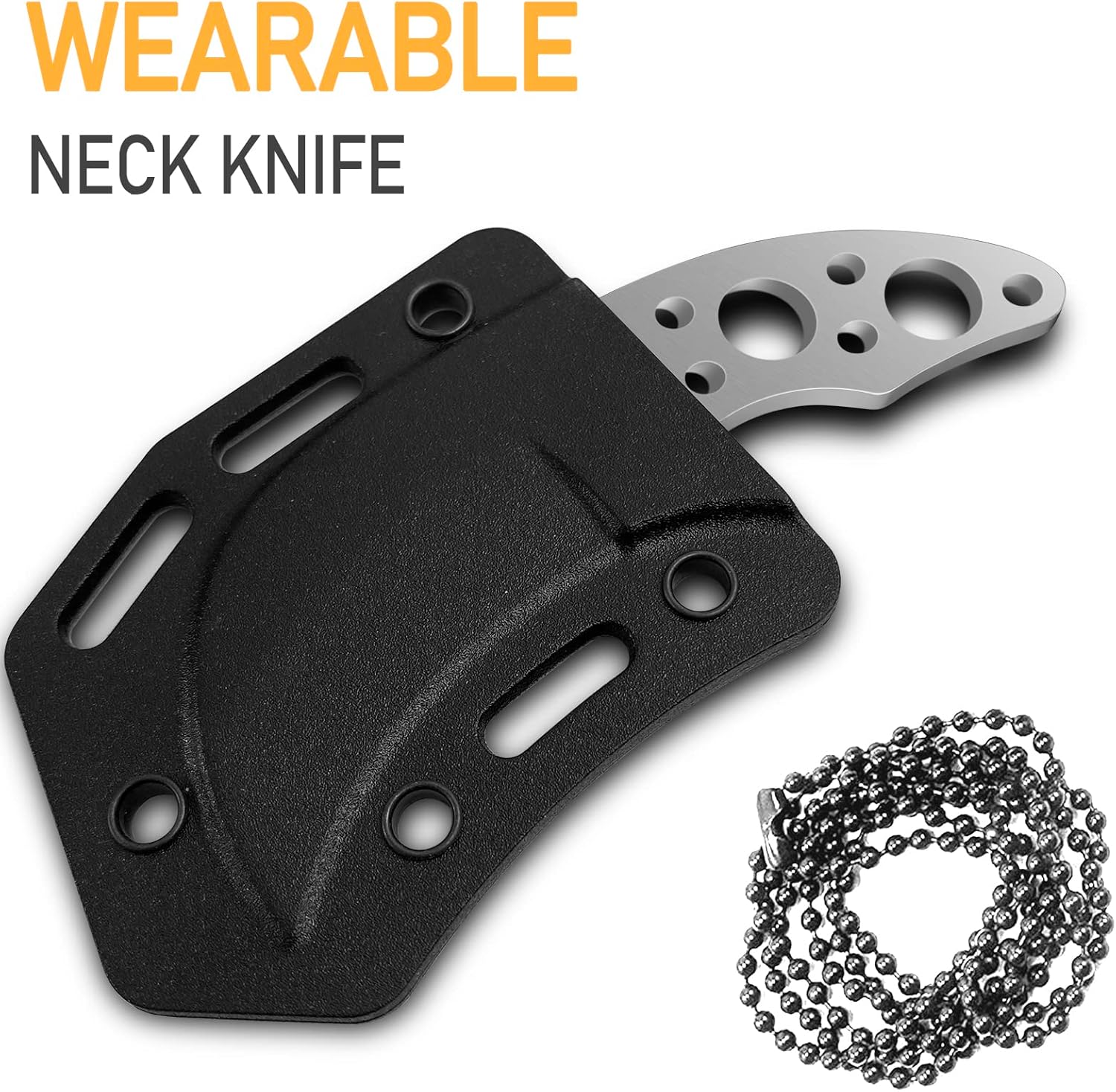 LFHC Cuchillo pequeño de hoja fija con cuello de garra con funda Kydex, collar mini EDC cuchillo táctico de bolsillo, cuchillo de caza de
