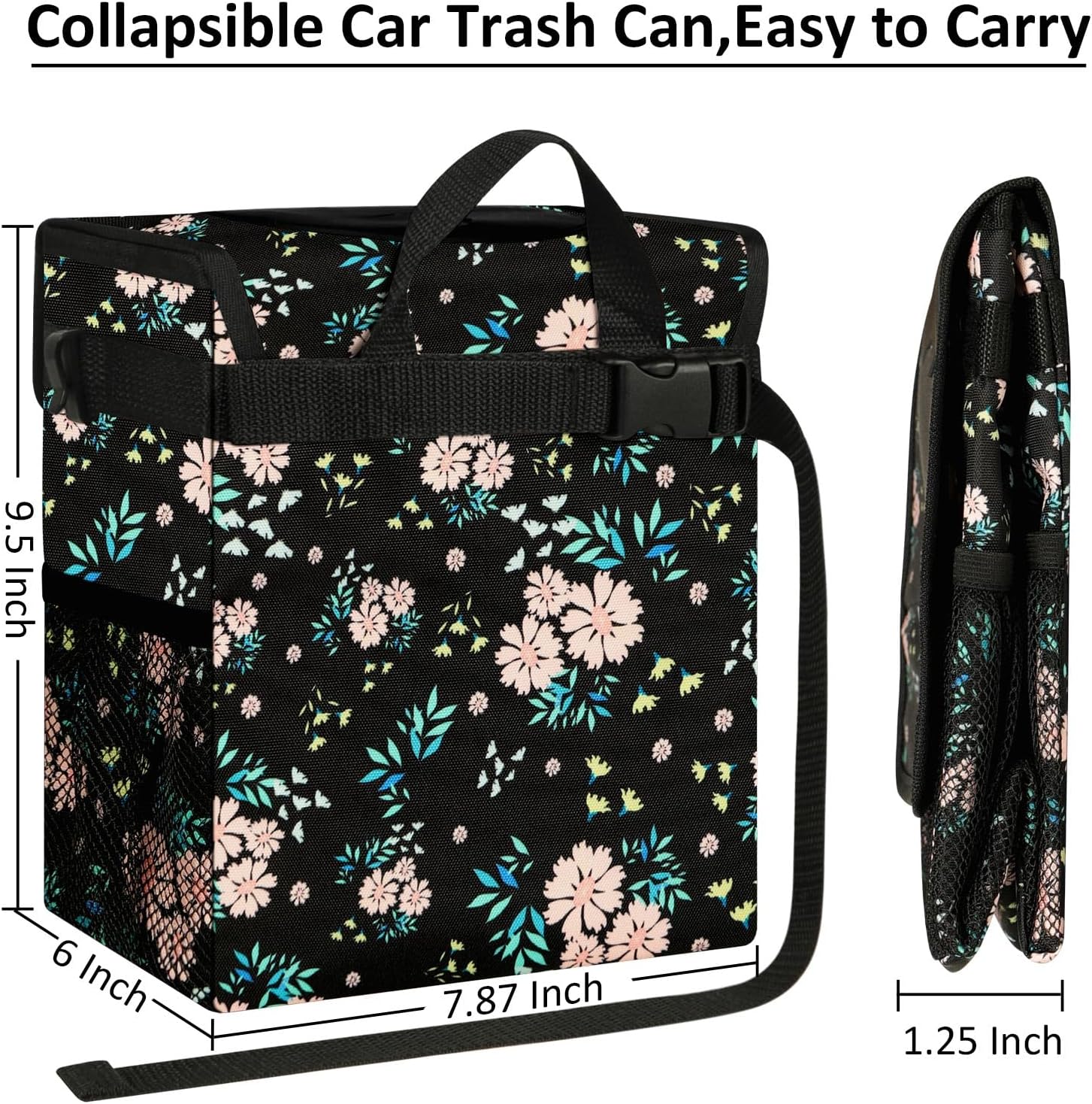 ELONGRIVER Cubo de basura para el asiento trasero del automóvil, a prueba de fugas, bonita bolsa de basura para automóvil, cubo de basura para