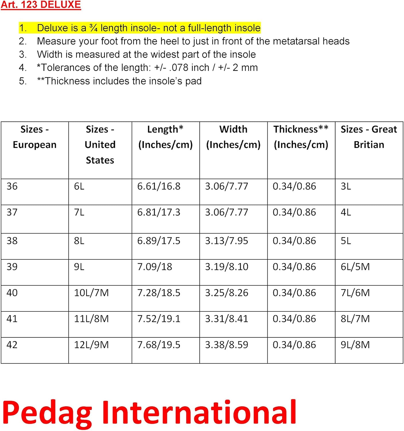 Pedag 123 De Luxe – Ortesis de piel 34 con almohadilla metatarsiana, soporte de arco longitudinal, color marrón, para mujer 6