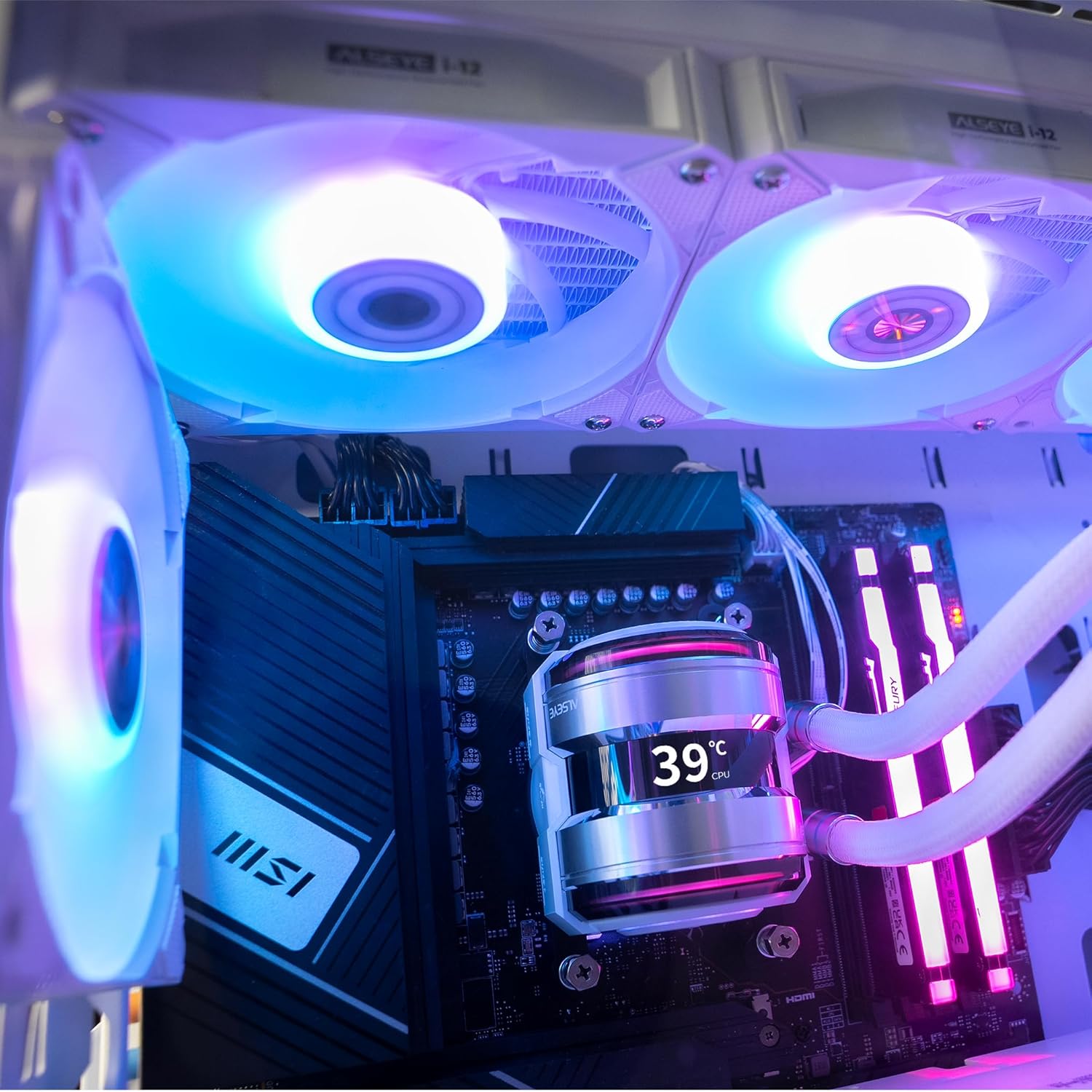 ALSEYE i12 Kit de ventilador de carcasa de PC, tres ventiladores inalámbricos ARGB y PWM con estructura de conexión a presión (kit i12 blanco)