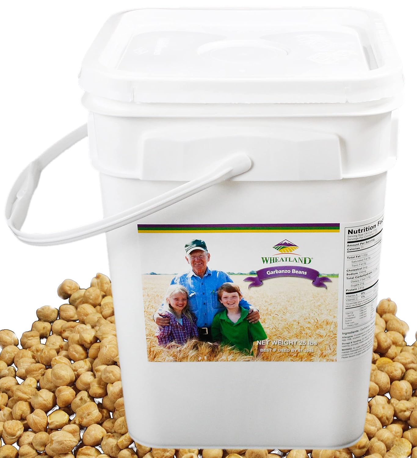 Wheatland Garbanzo Frijoles Garbanzo  Cubo de 20 libras, Mylar, Oxy-Pack  Almacenamiento de alimentos de emergencia  Cultivado en Idaho  Sin OMG