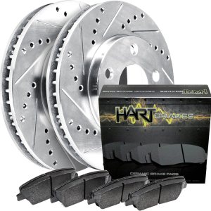 Hart Brakes Rotores de freno traseros rotores de freno ranurado plateado pastillas de cerámica compatibles con 10720 Jaguar 420, Vanden Plas, XJ, Hart Brakes Rotores de freno traseros rotores de freno ranurado plateado pastillas de cerámica compatibles con 10720 Jaguar 420, Vanden Plas, XJ,