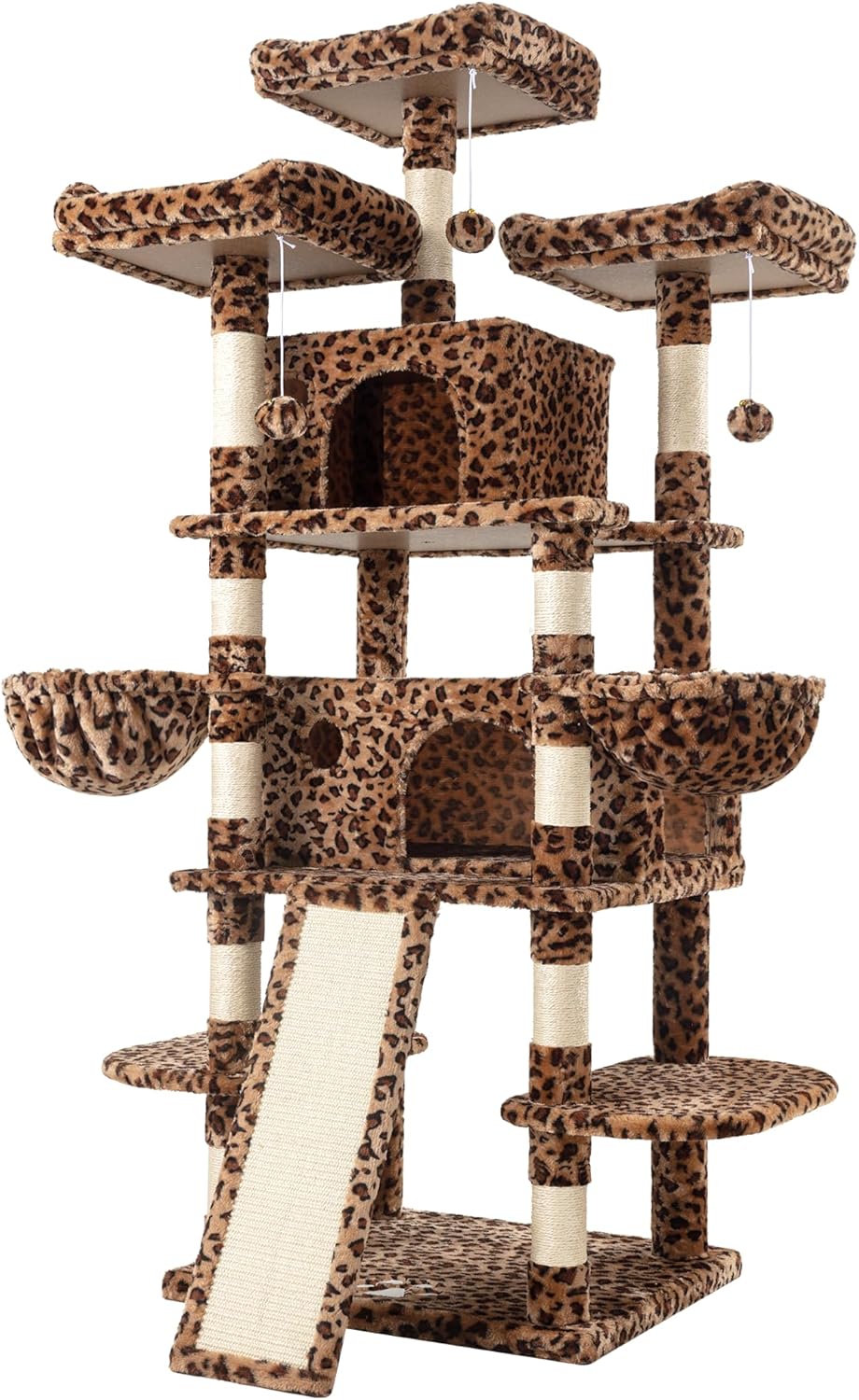 MUTICOR Torre de árbol grande de varios niveles para gatos de 68 pulgadas con condominioacogedoras perchas de felpa para gatos, postes rascadores de