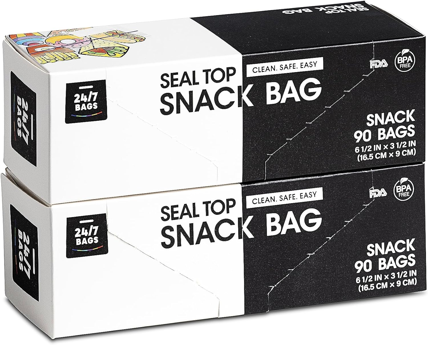 247 Bags  Bolsa de almacenamiento con cierre de cremallera, tamaño de aperitivo, 180 unidades (2 paquetes de 90) pestañas fáciles de abrir sobre la