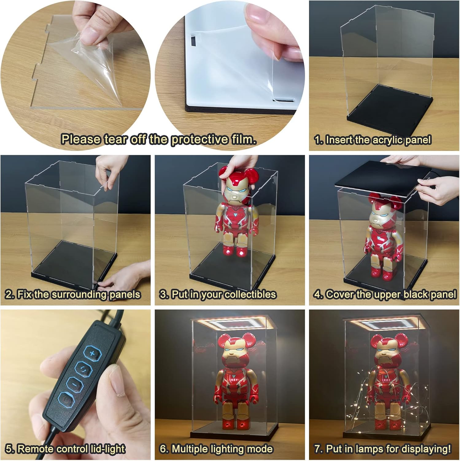Instnovny Vitrina de acrílico para coleccionables, transparente, modelo de estatua, trofeo, cajas acrílicas para exhibición, figuras de acción,