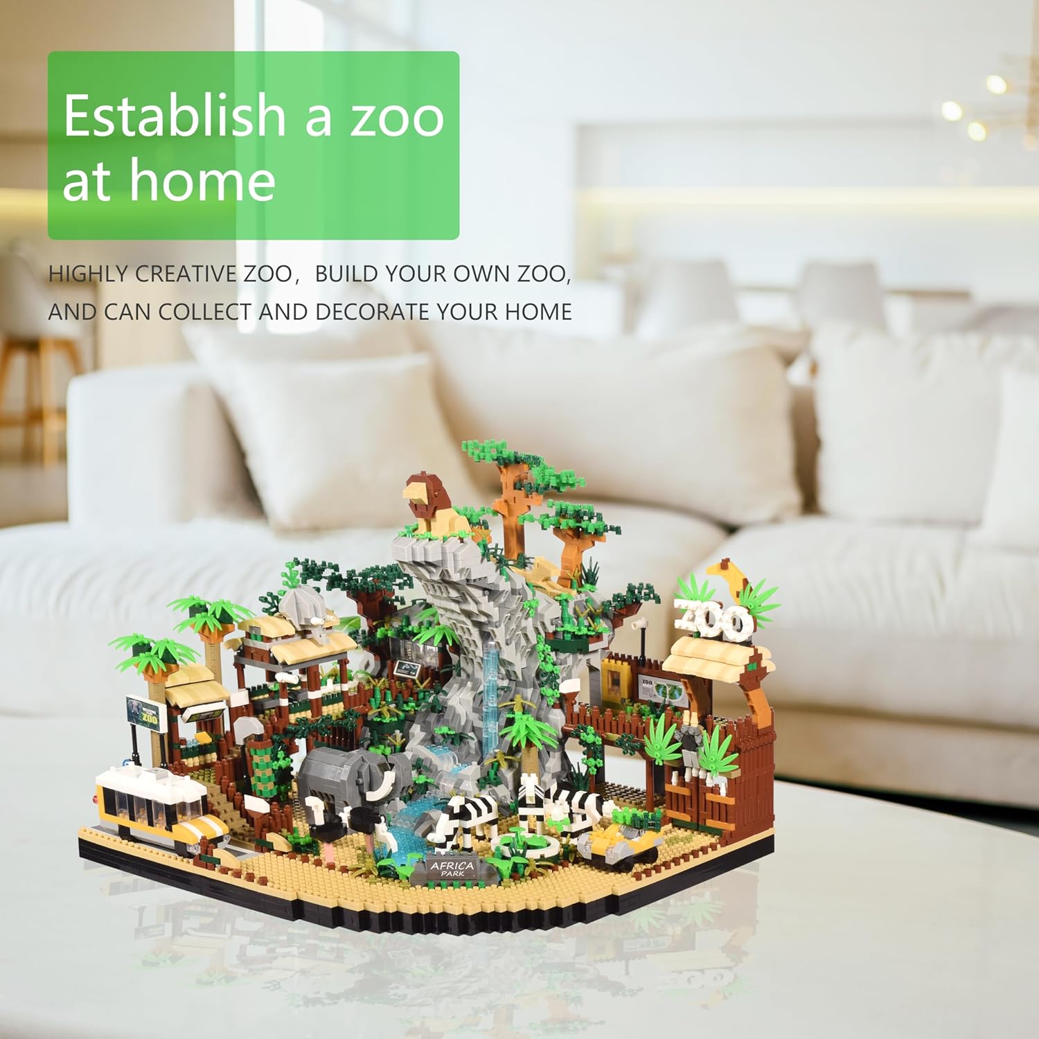 Zoo Architecture – Juego de microbloques de construcción  4800 piezas, diseño de bloques de mini ladrillos de Animals Park, regalo de juguete para