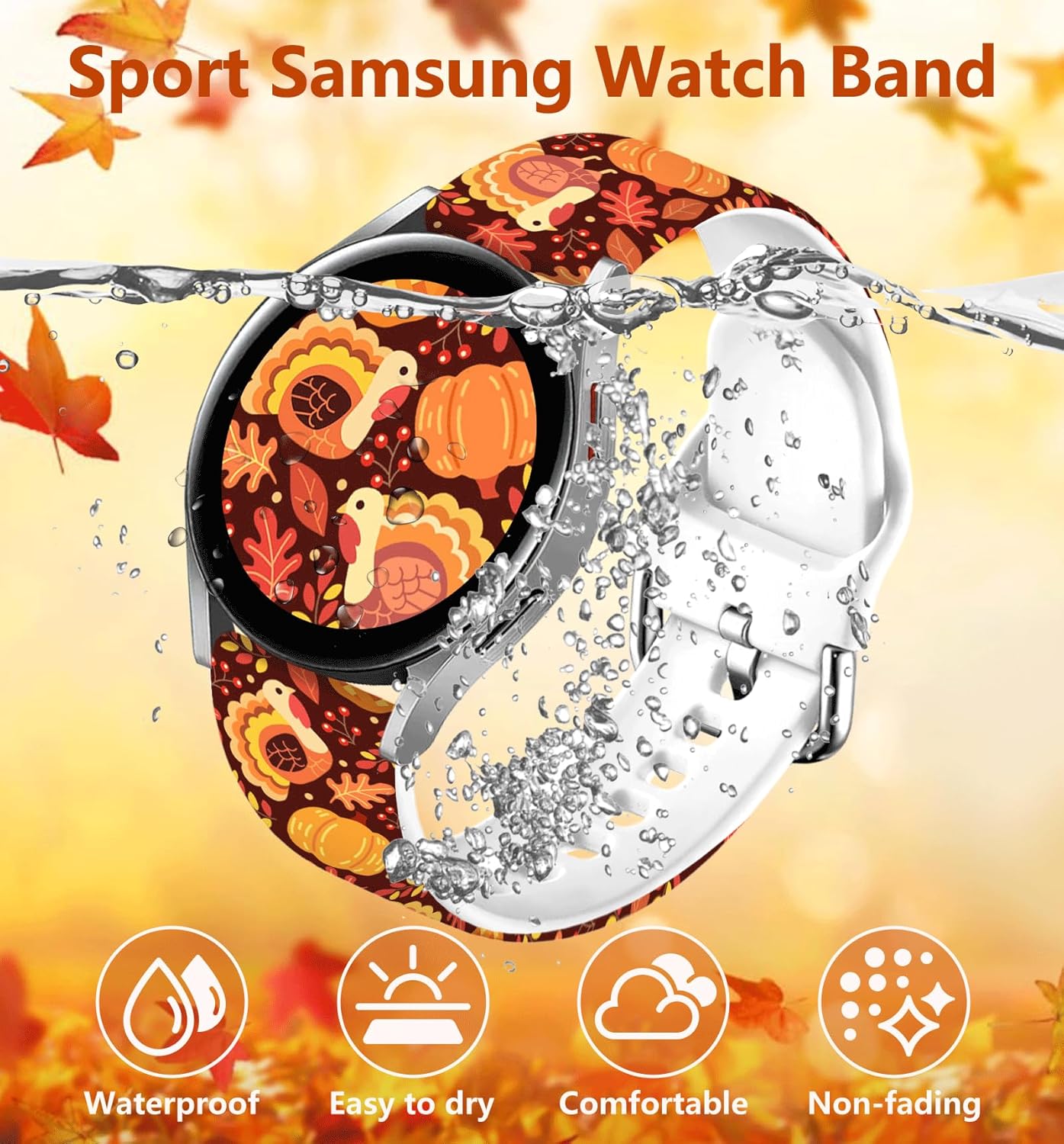 Correas de reloj de Navidad compatibles con Samsung Galaxy Watch 76545 Pro de 1.575 in 1.732 in  4 Classic (1.811 in)3 (1.614 in)Active 2, 0.78