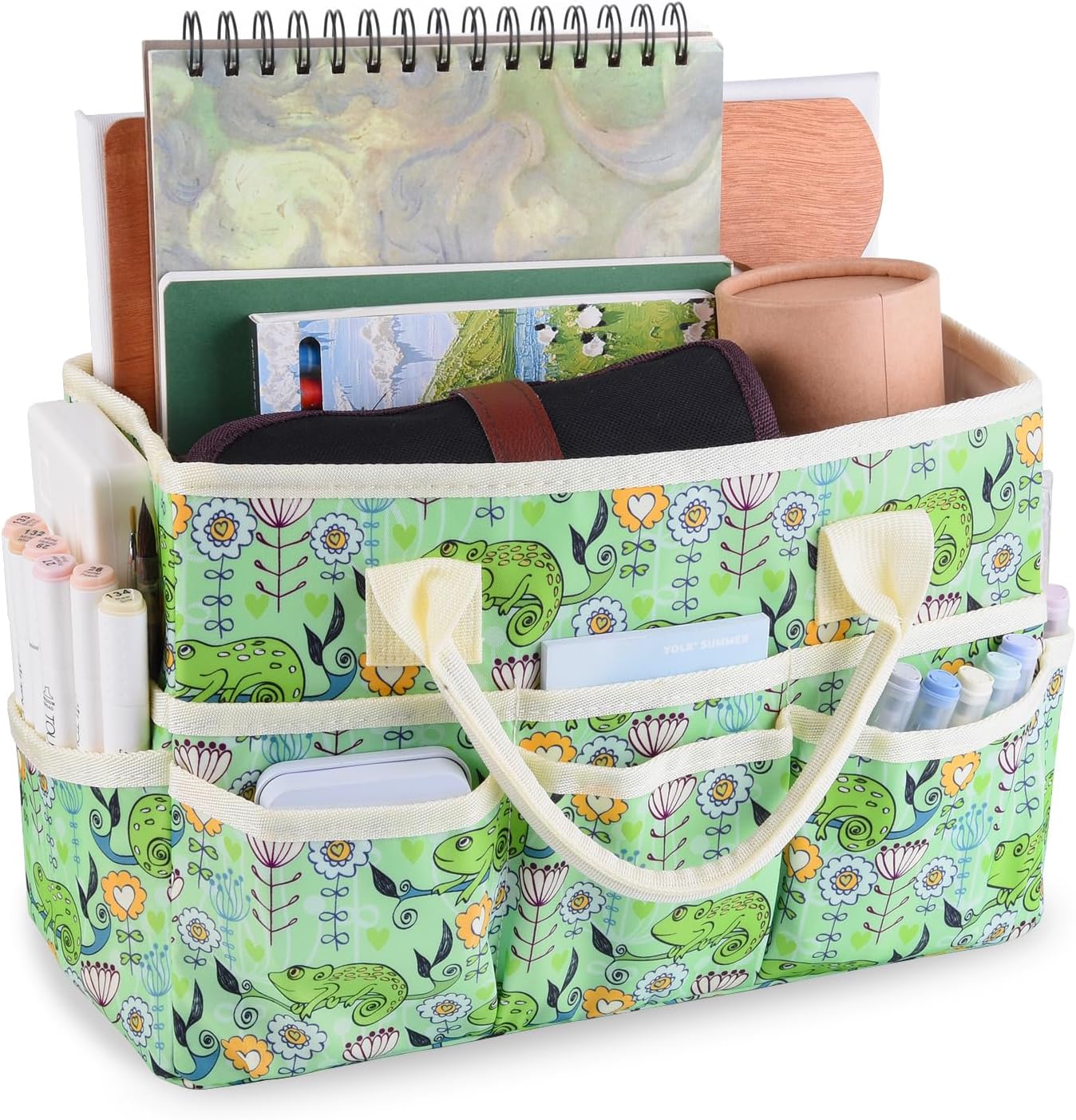 Bolsa organizadora de manualidades con múltiples bolsillos, organizador grande de almacenamiento de arte con asas para arte, manualidades, costura,