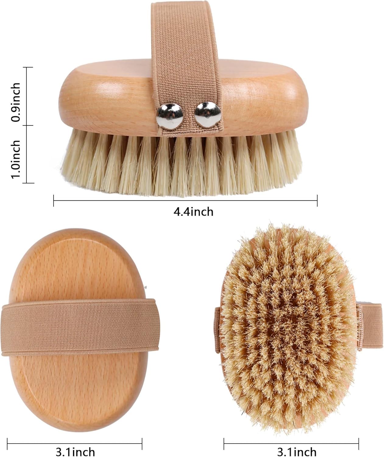 OWIIZI Cepillo corporal de cepillado en seco con cerdas veganas suaves, exfoliante de madera antideslizante para exfoliación húmeda o seca,