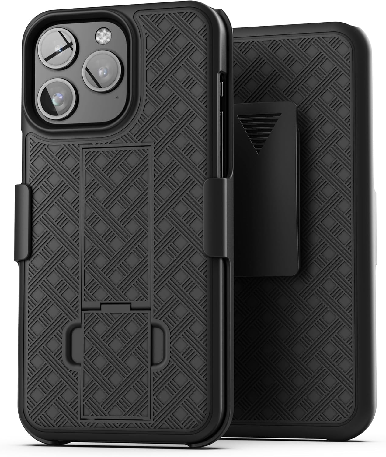 Galvanox Funda diseñada para iPhone 15 Pro Max con clip para cinturón (2023) Carcasa rígida de policarbonato ultra duradera (negro)
