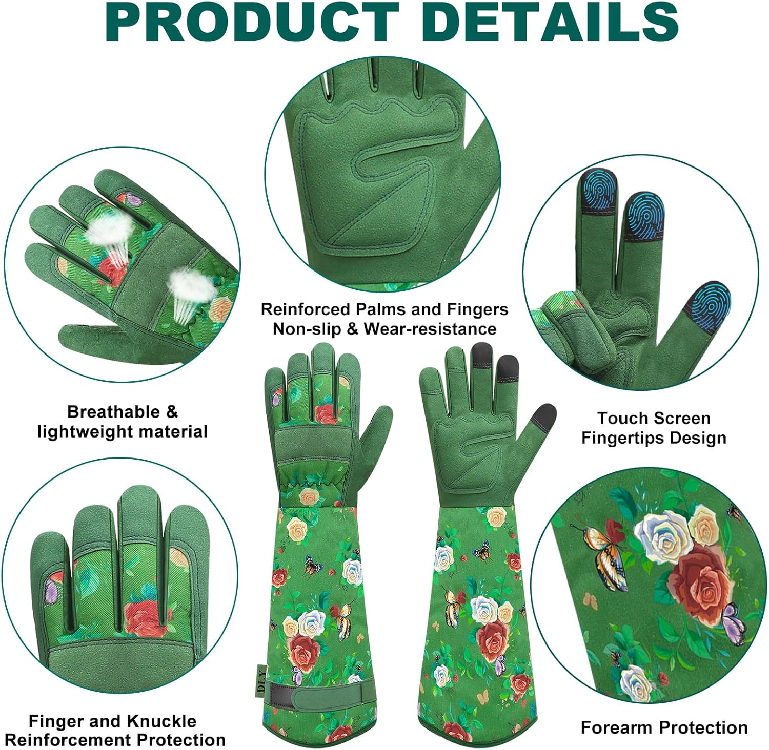Guantes de jardinería para mujer, guantes de rosas para jardinería, a prueba de espinas, guantes largos de jardín para mujer, guantes de cuero