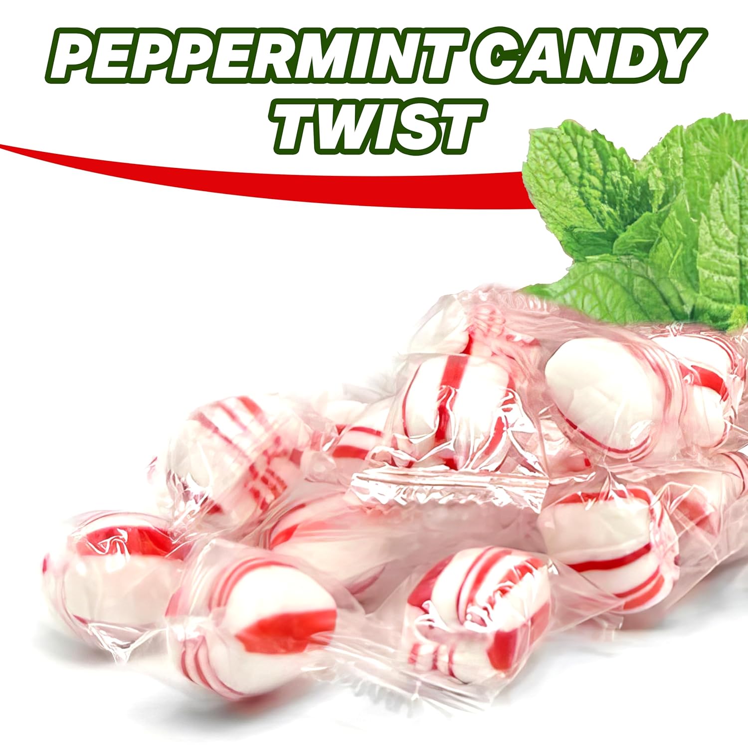 Bolas de caramelo duro con forma de torsiones de menta, caramelos a granel envueltos individualmente, 5 libras, aproximadamente 375 piezas, ideal