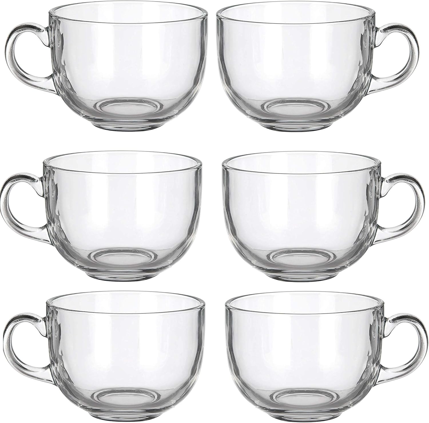 Juego de 6 tazas de café grandes de 16 onzas de boca ancha con asa, aptas para lavavajillas y microondas