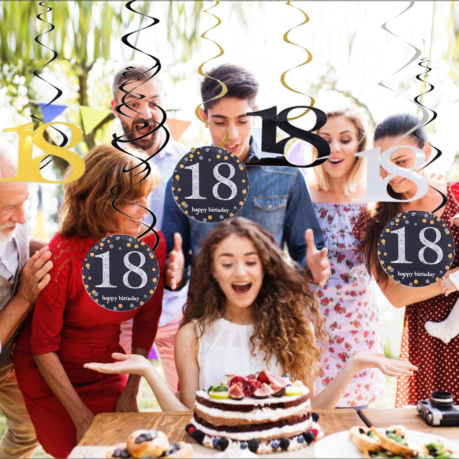 Decoraciones de cumpleaños número 21, 30, 50 y 80 años, remolinos colgantes para hombres y mujeres (18)