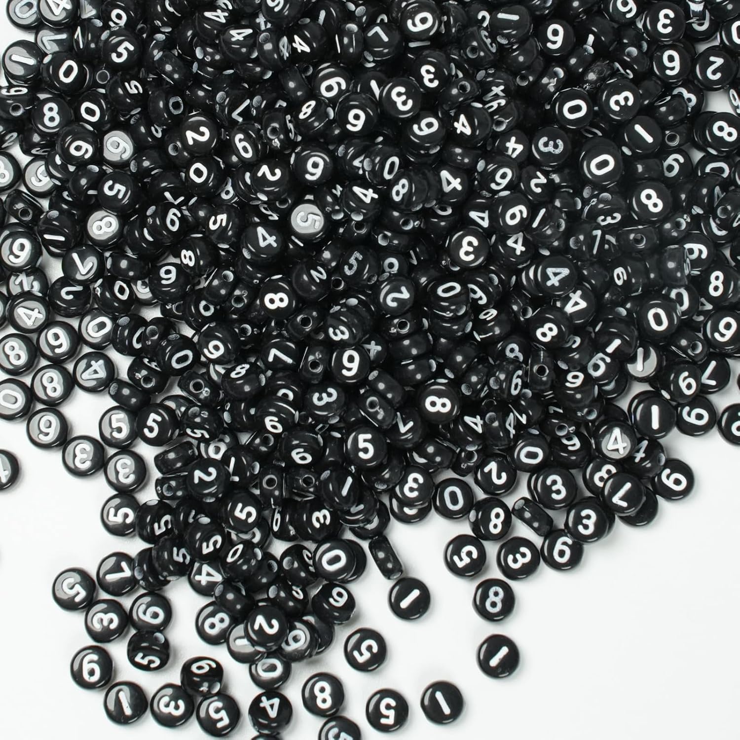 1000 cuentas numéricas redondas y blancas de 0-9 cuentas mixtas de 0.157 x 0.276 in de plástico, cuentas sueltas para hacer joyas y pulseras (blanco