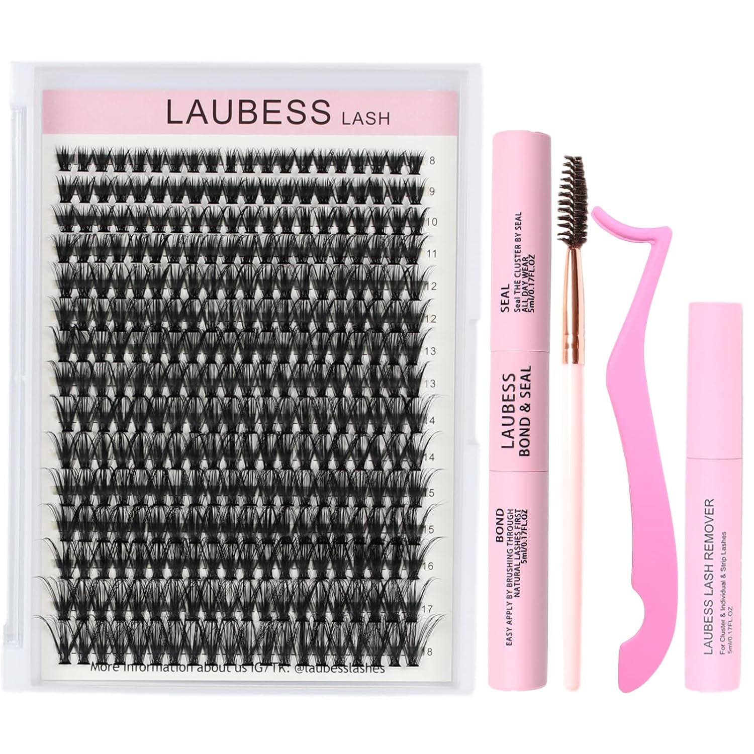 Kit de extensión de pestañas, 300 unidades, kit de racimos de pestañas para unir y sellar pestañas impermeables, kit de extensión de pestañas para