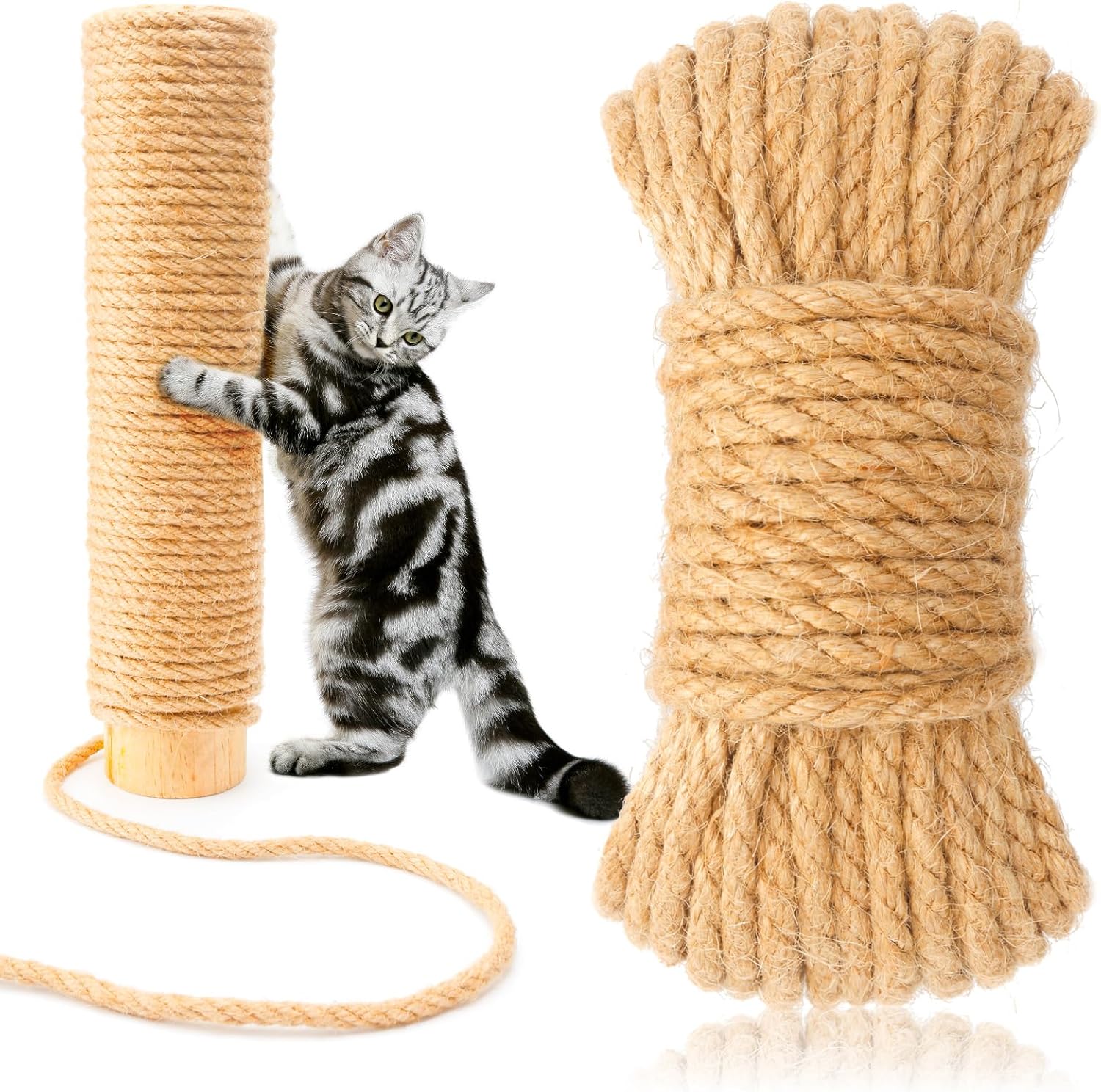 Cuerda de repuesto para rascador de gatos, cuerda de cáñamo natural de 14 de pulgada, cuerda para poste rascador de gatos, cuerda de reparación de