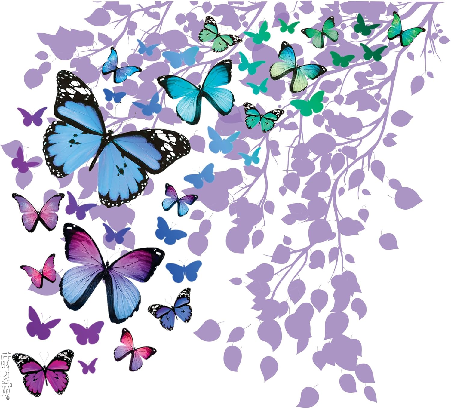Tervis 1231948 – Vaso de mariposa infinita azul con envoltura y tapa turquesa, botella de agua de 24 onzas, transparente