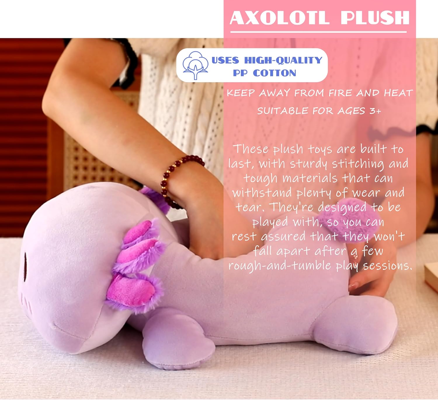 Linda almohada de felpa de ajolote, animales de peluche de salamandra, suave kawaii, juguete de peluche de ajolote, regalo para decoración de niñas