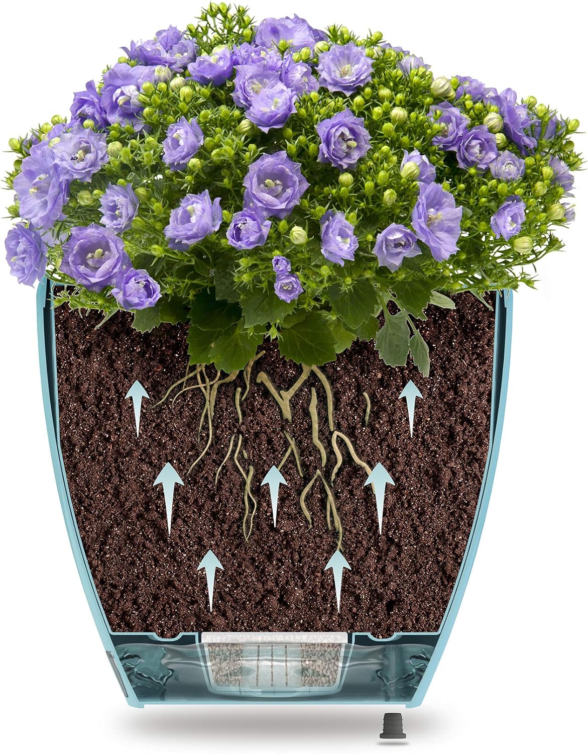 Paquete de 3 macetas de riego automático – Maceta decorativa para interiores y exteriores con cartucho de drenaje e indicador de nivel de agua (8.8