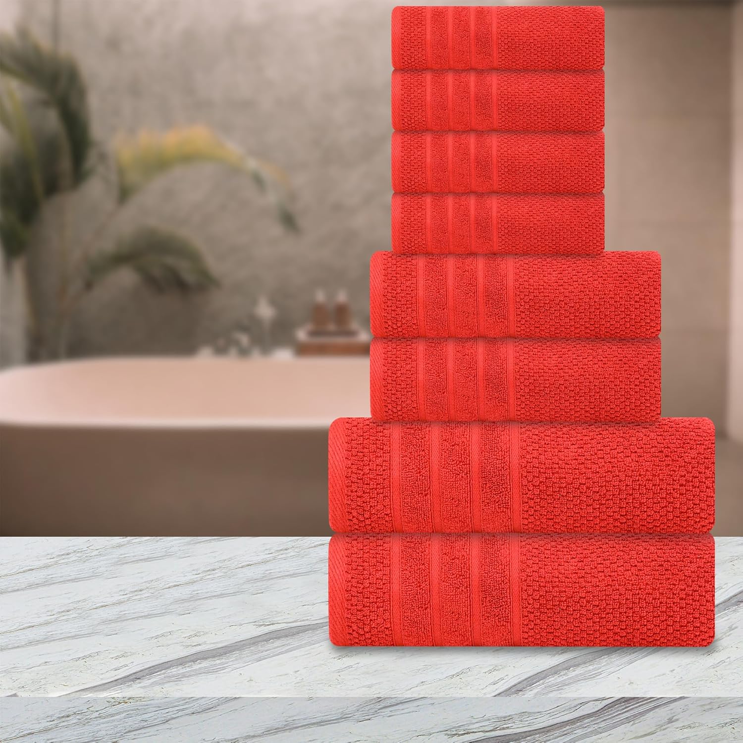 Juego de toallas de baño, 100% algodón, 2 toallas de baño, 2 toallas de mano y 4 toallas pequeñas, de secado rápido, absorbentes, suaves, de felpa,