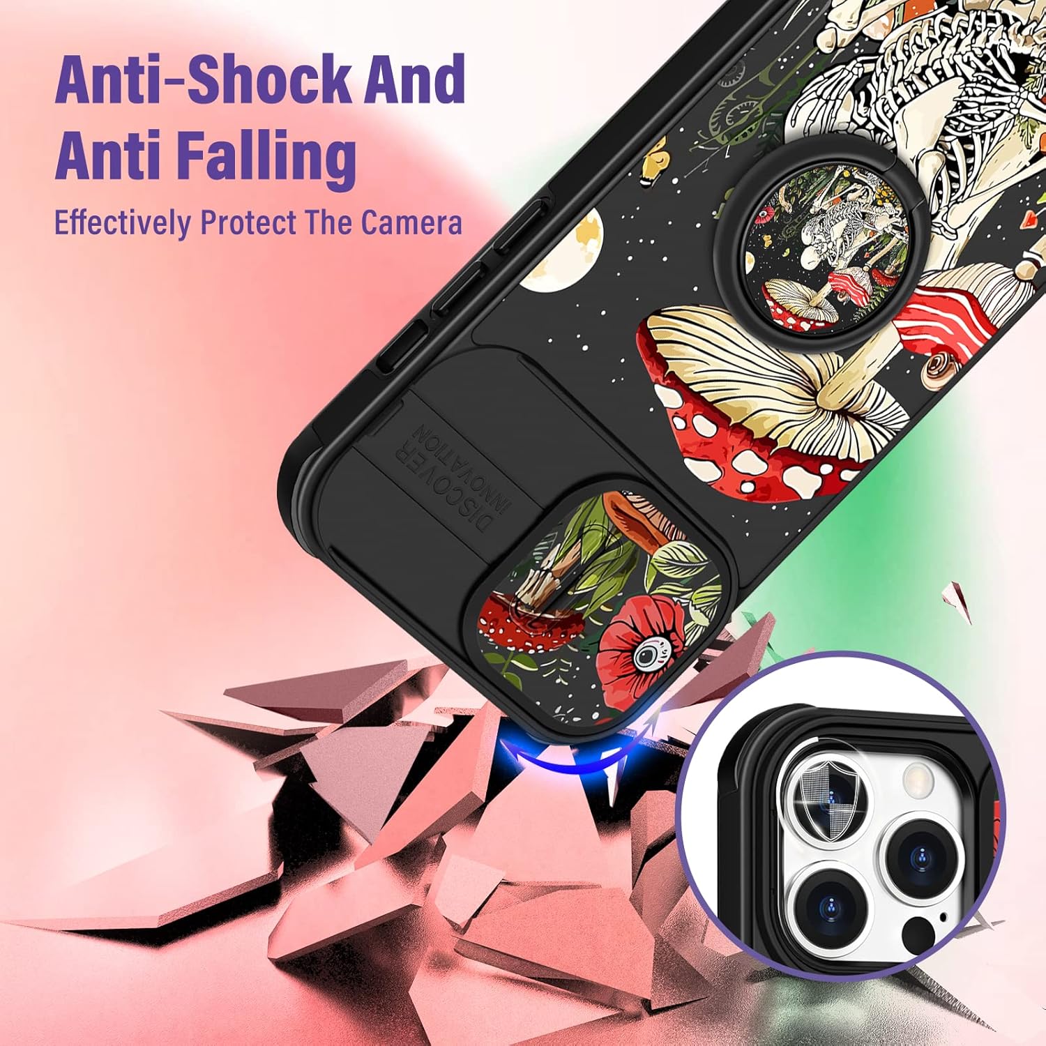 Funda 2 en 1 para iPhone 11 Pro Max para mujer, linda funda de teléfono para niñas, diseño gótico de calavera, esqueleto, divertido, espeluznante,