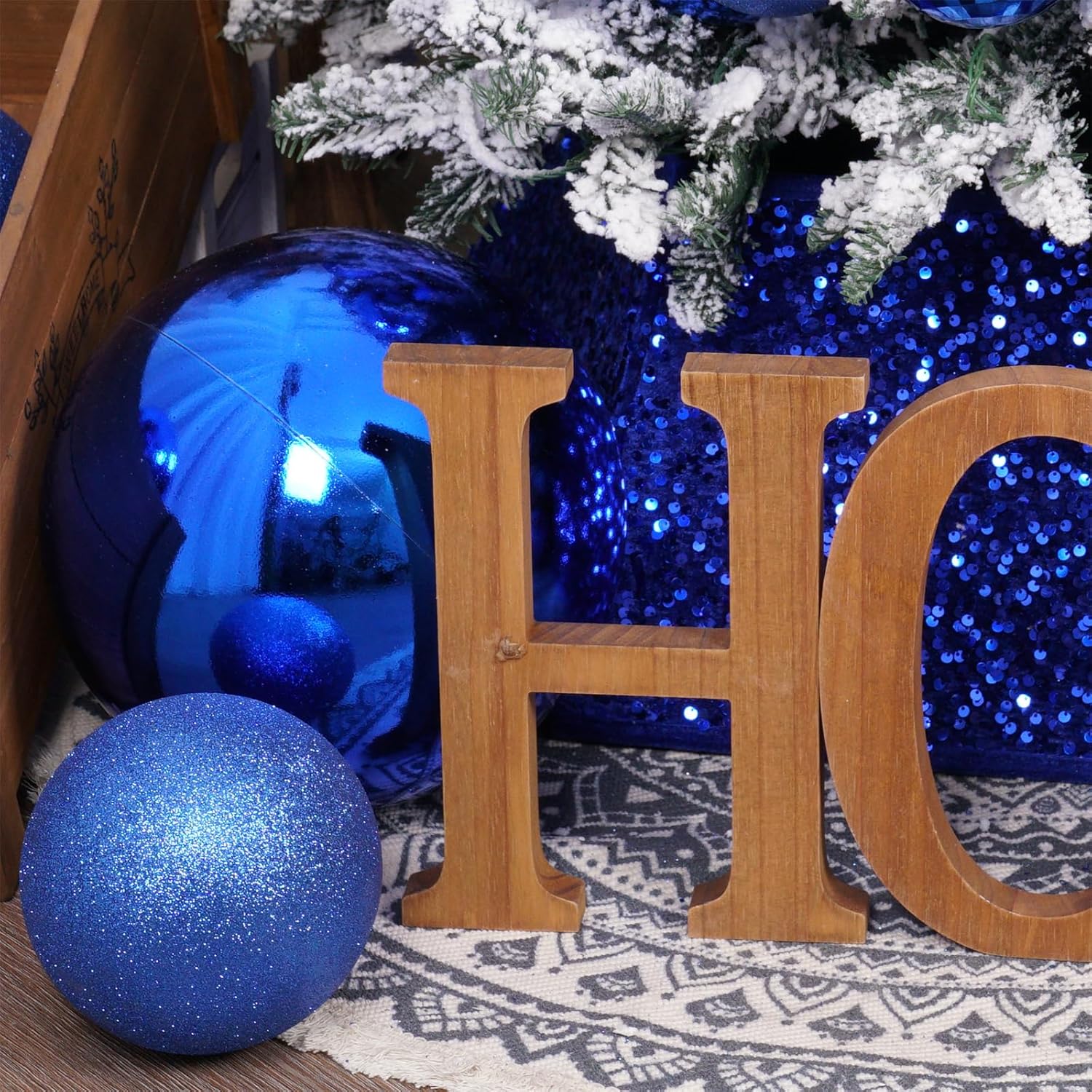 Adornos de Navidad grandes de 10 pulgadas, color azul marino, inastillables, esferas colgantes gigantes, adornos de árbol de Navidad, decoraciones