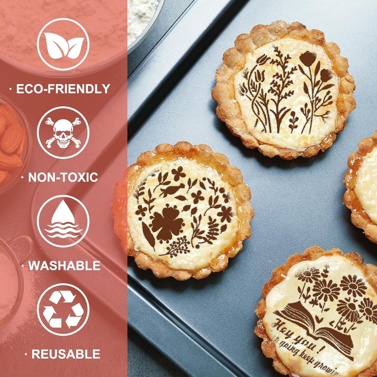 Whaline 17 plantillas de galletas con temática de flores, plantillas inspiradoras de pintura con aerógrafo, plantillas surtidas para hornear