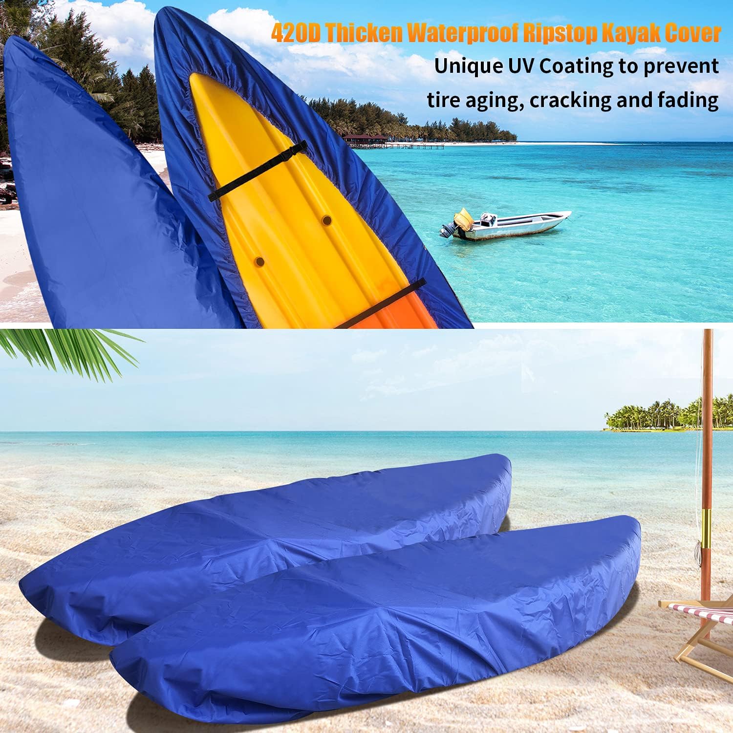 GYMTOP Cubierta impermeable de 7.8 a 18.2 pies 420D gruesa para kayak, cubierta de almacenamiento al aire libre, protección UV, protector solar para