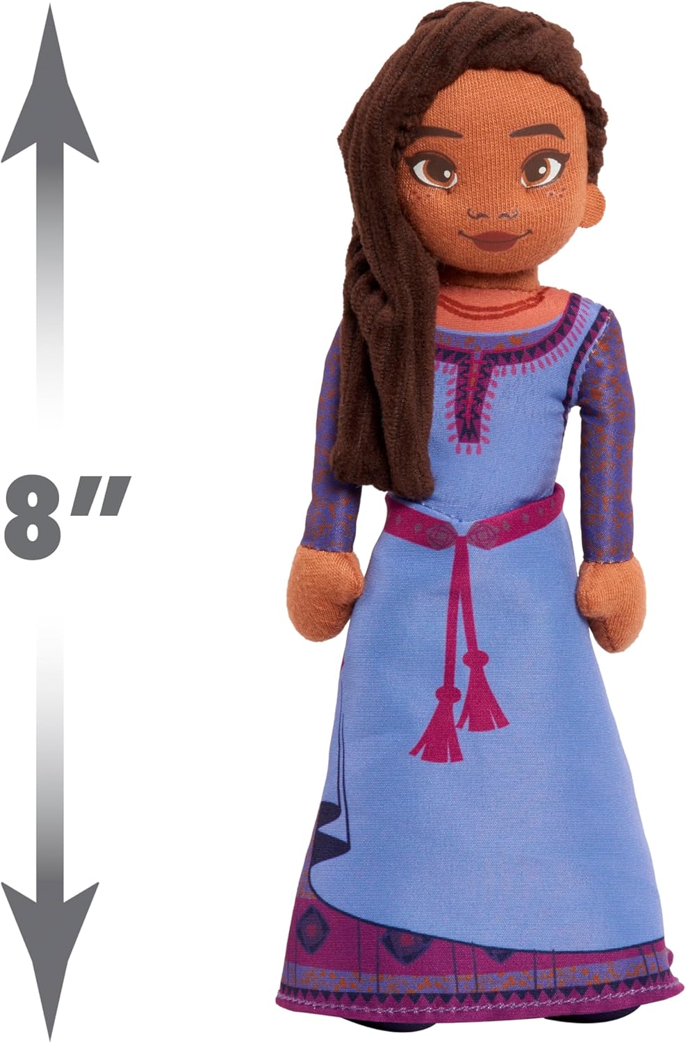Disney Wish – Asha de peluche parlante de 8 pulgadas, juguete interactivo, cabello negro y vestido morado, juguetes para niños de 2 años en adelante