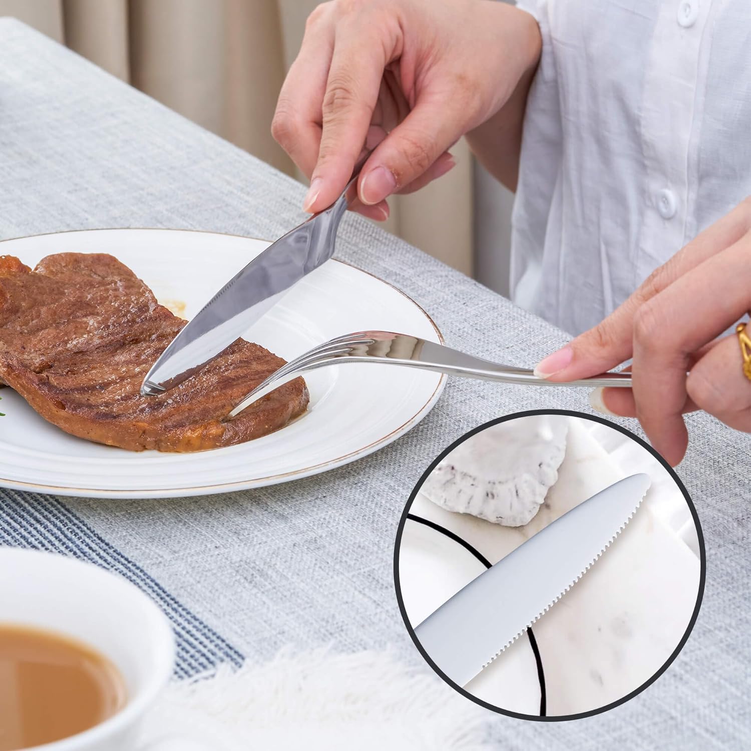 Joincook Juego de cubiertos de 20 piezas para 4, moderno juego de cubiertos de acero inoxidable 1810, juego de utensilios para el hogar,