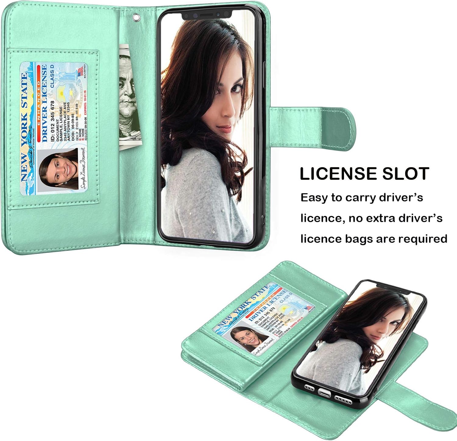 NJJEX Funda tipo cartera para iPhone 11 PRO, para iPhone 11 PRO de 5.8 pulgadas, 9 ranuras para tarjetas Funda de piel sintética para tarjetas de