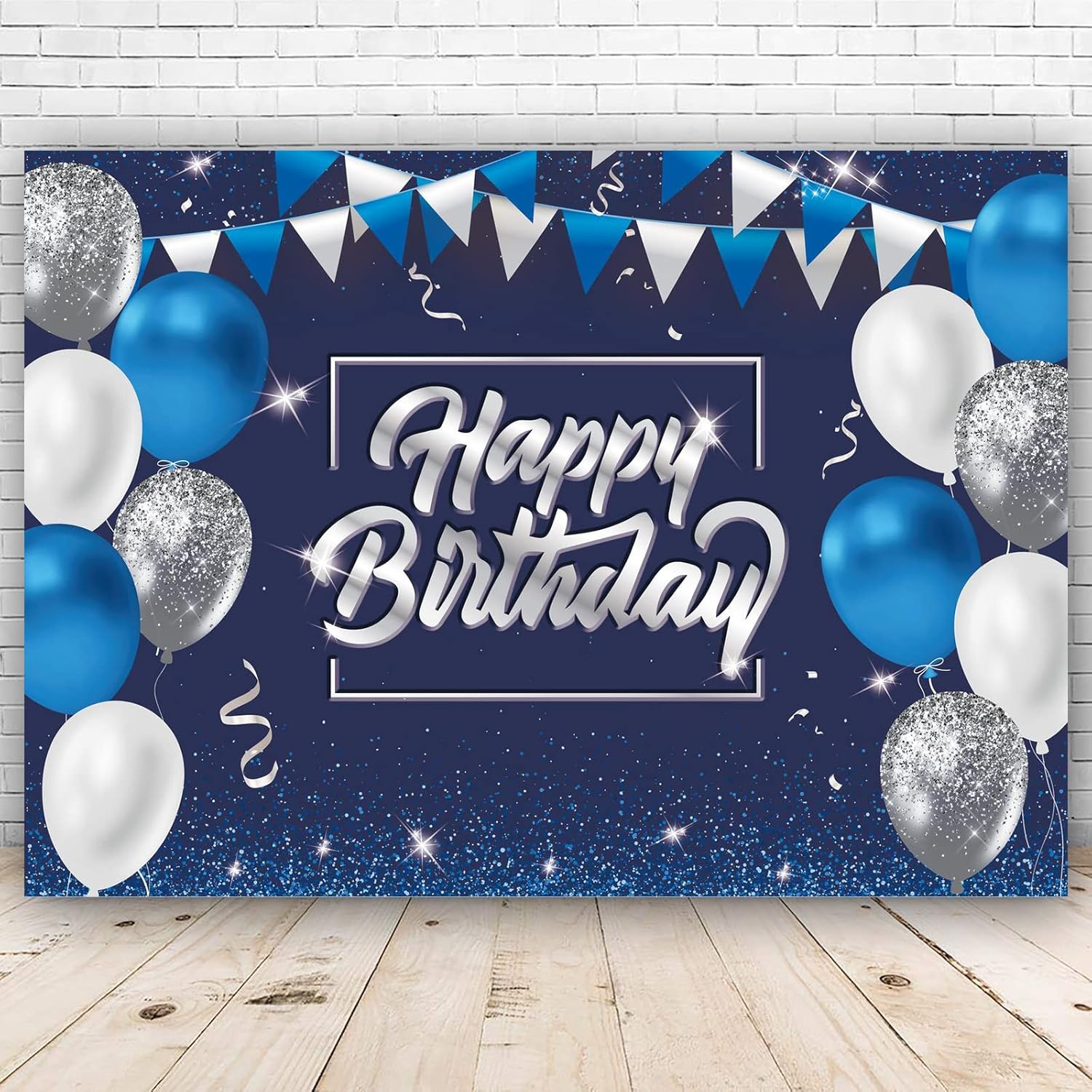 Decoración de feliz cumpleaños de 5 x 3 pies, telón de fondo de cumpleaños con purpurina, cartel de feliz cumpleaños, suministros de fiesta de