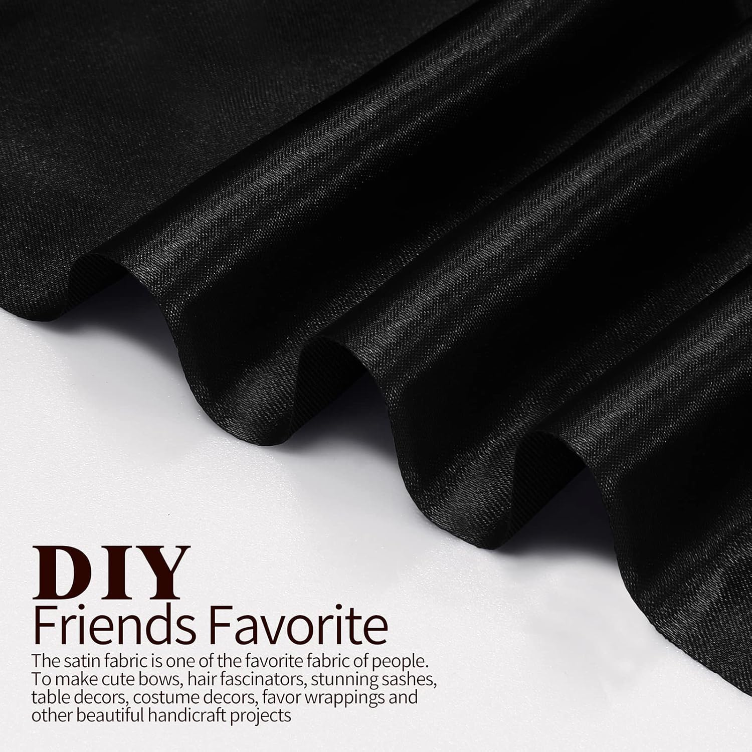Horbaunal The Yard – Tela de satén negro de 60 pulgadas de ancho, tela de satén Charmeuse suave para vestidos de novia, manualidades, disfraces, 5