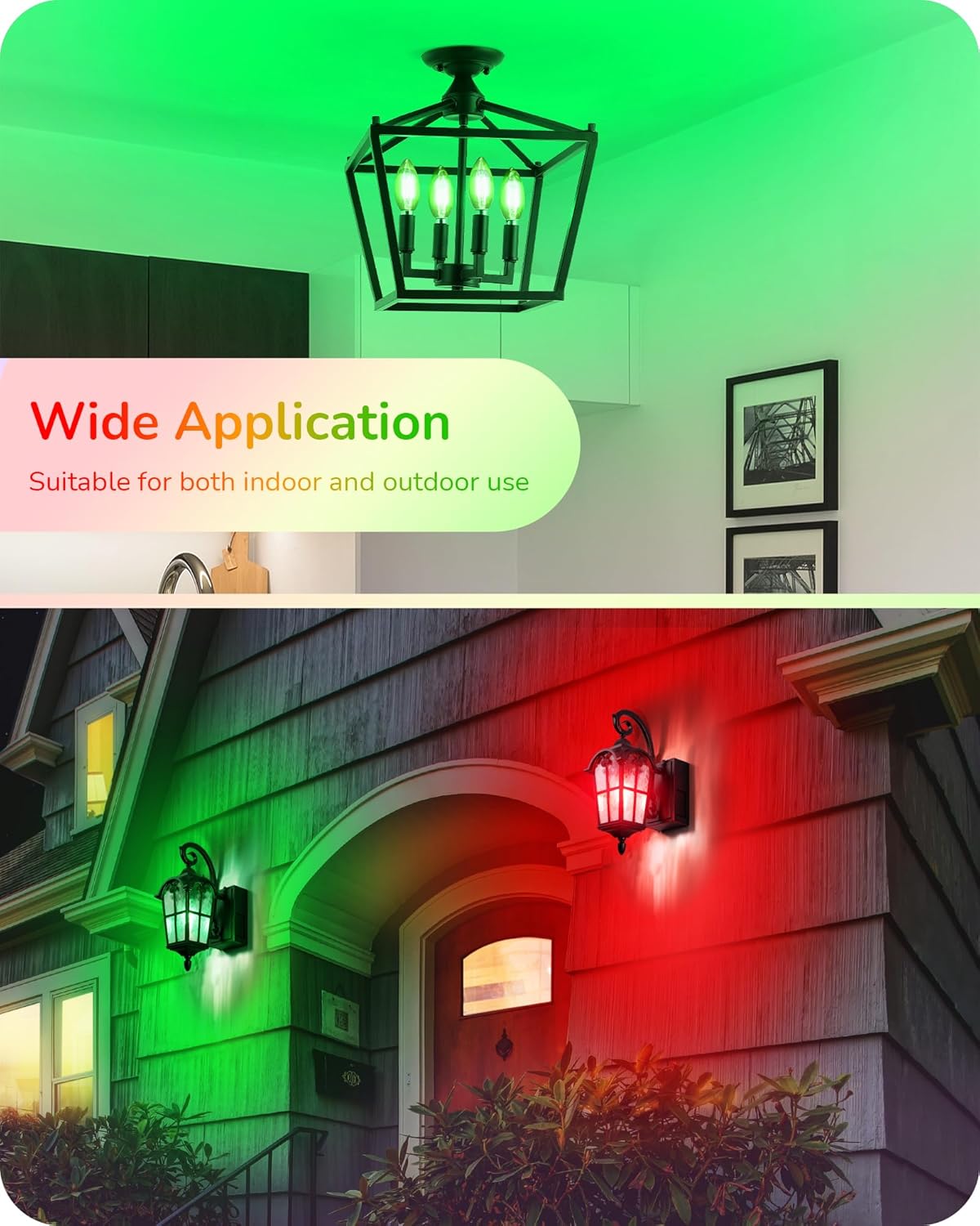 EDISHINE Bombilla de luz roja y verde regulable, equivalente a 5 W a 60 W, bombilla de filamento LED C35, enchufe E12, bombilla Edison de vidrio