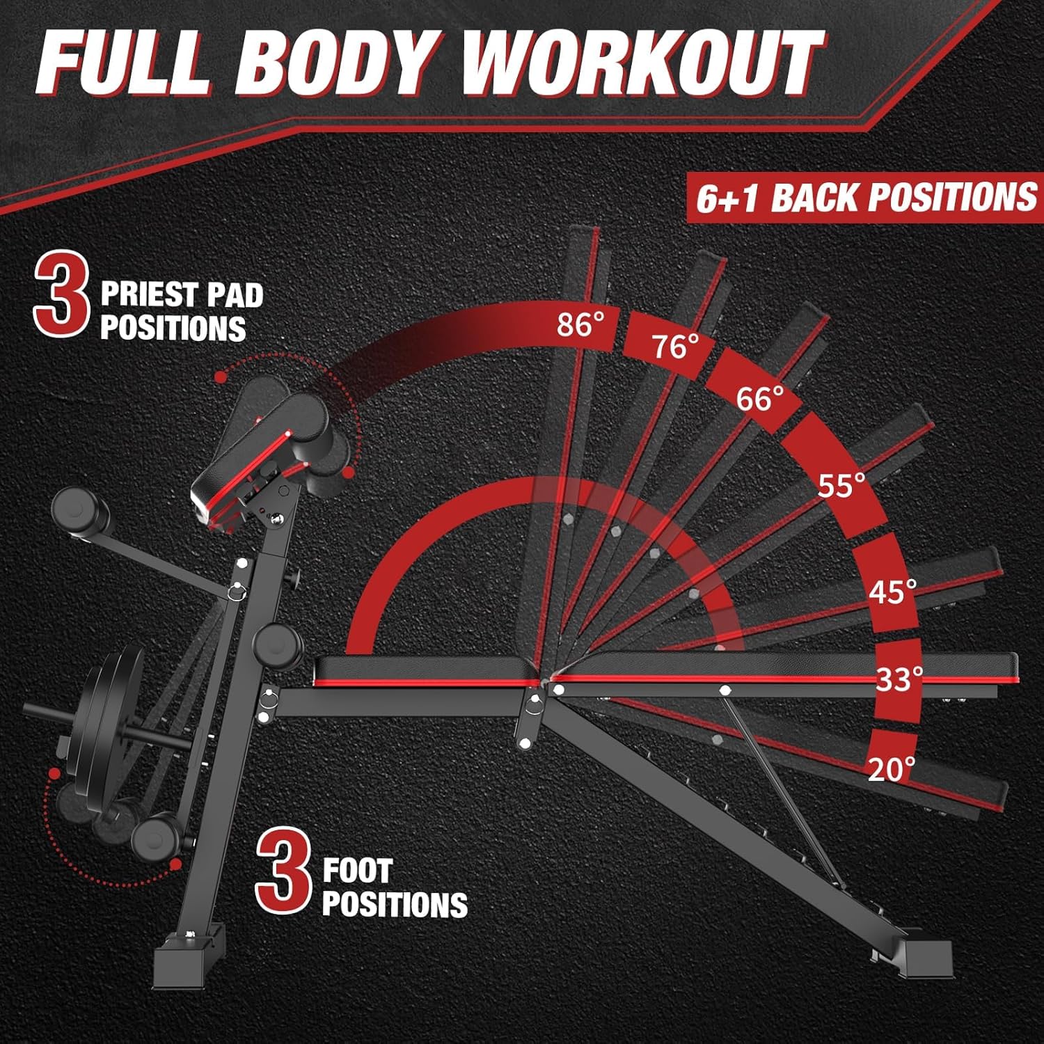 Banco de pesas ajustable, prensa de banco para entrenamiento de cuerpo completo, banco de entrenamiento de 880 libras para gimnasio en casa con