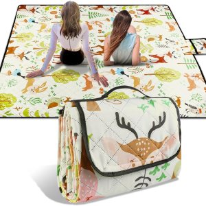 Mantas de picnic extra grandes de 80 x 80 pulgadas, impermeable, plegable, para exteriores, playa, doble impermeable, manta de campamento para Mantas de picnic extra grandes de 80 x 80 pulgadas, impermeable, plegable, para exteriores, playa, doble impermeable, manta de campamento para