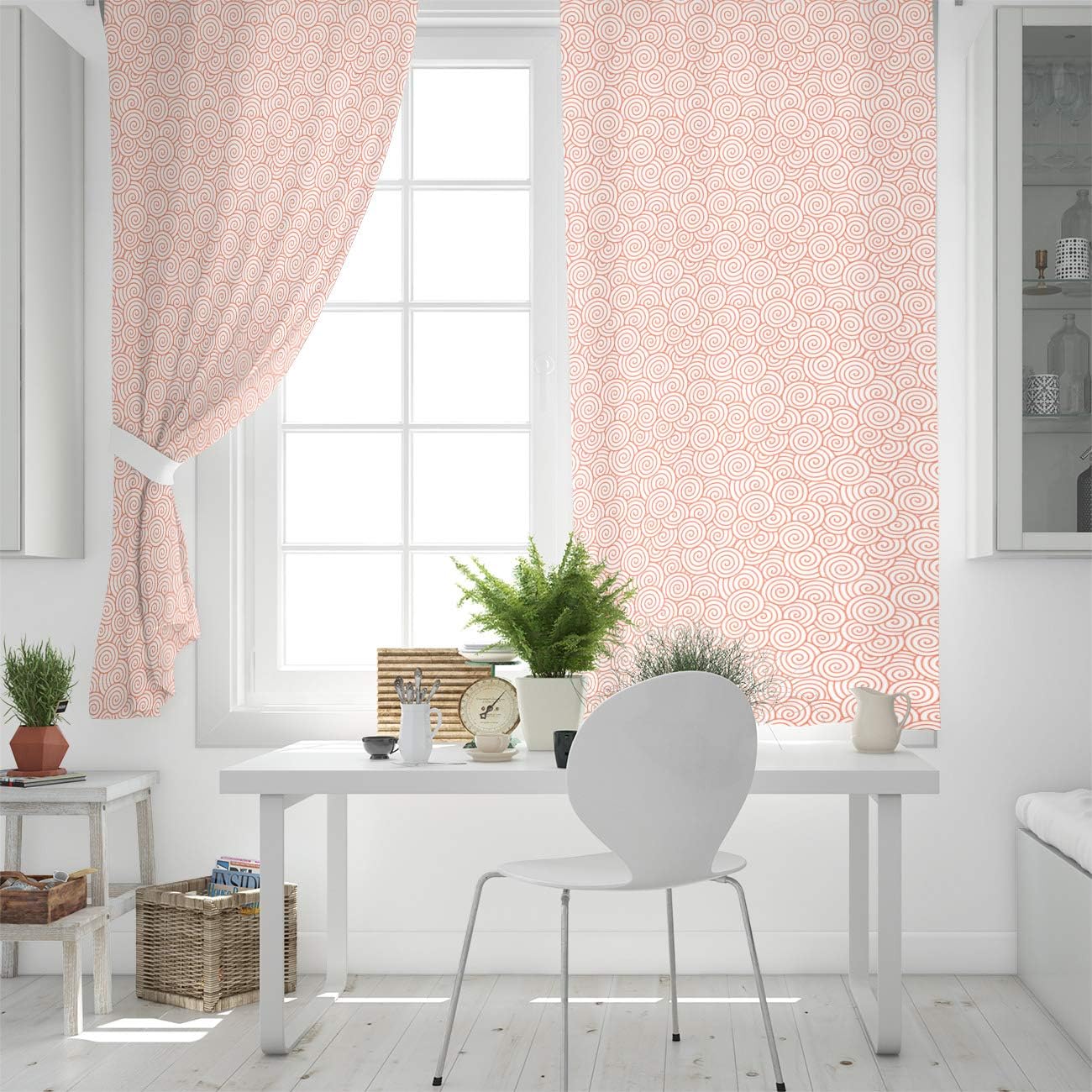 Cortinas opacas térmicas con diseño redondo de color rosa, con ojales de metal sólidos, elegantes cortinas para habitación, sala de estar, 2 paneles