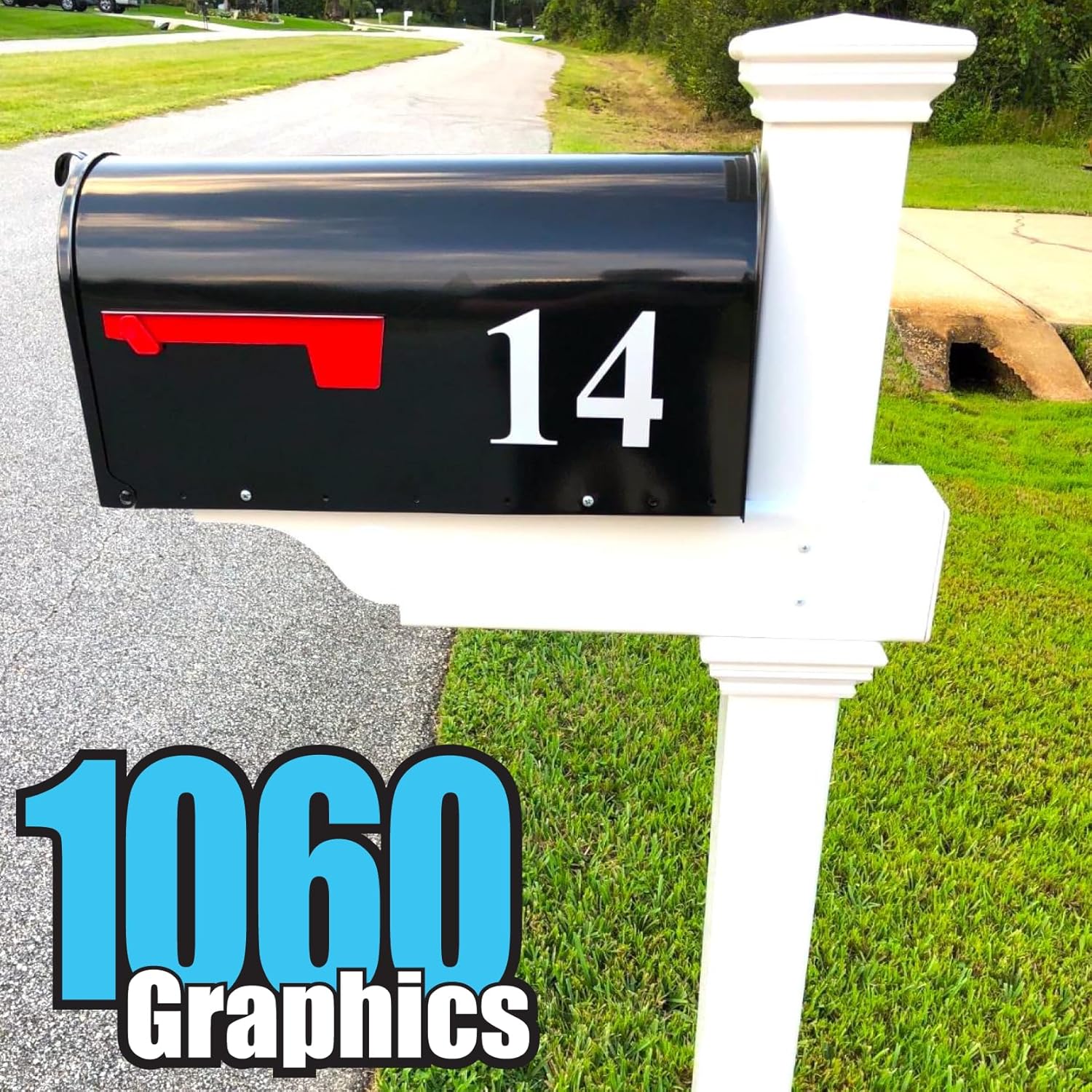 1060 Graphics – Números de buzón reflectantes de 8 pulgadas de alto – Calcomanía hecha a medida, letras de vinilo premium, casa, negocios,