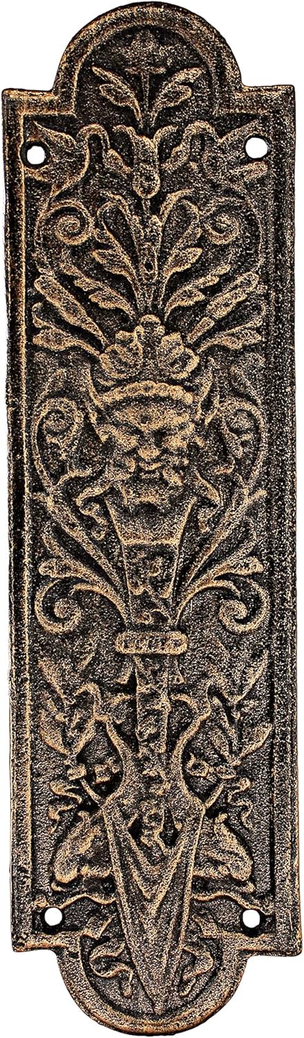 Design Toscano Greenman – Placa de hierro para puerta, color bronce
