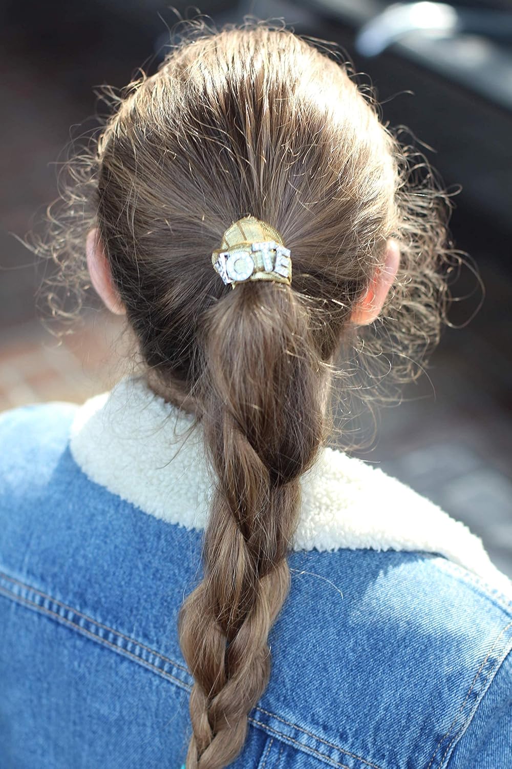 Vote Corbata para el pelo y pulsera decorativa con diamantes de imitación (mediano, cinta plateada)