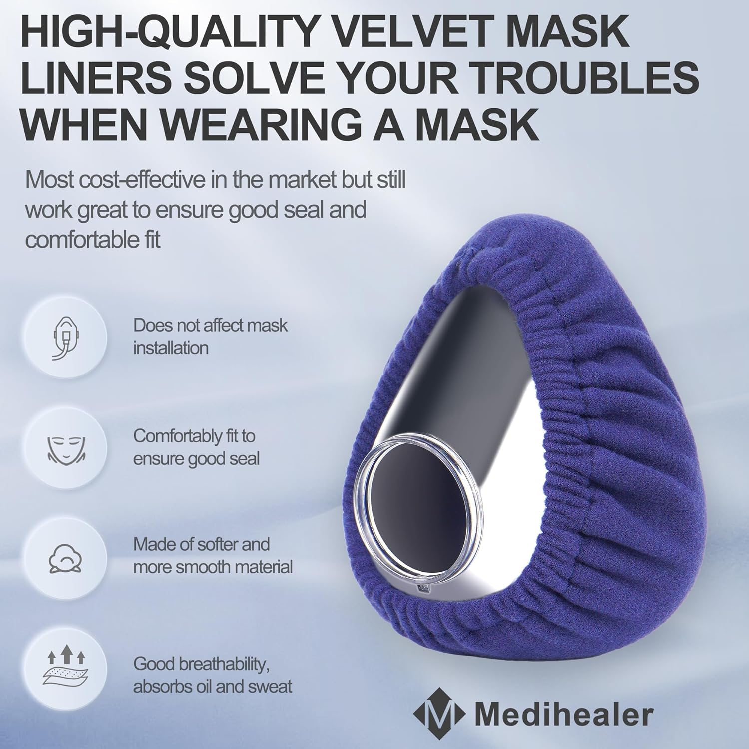 Medihealer Forros de máscara CPAP (M), cubiertas suaves y reutilizables compatibles con AirFit y AirTouch F20 F10 para reducir la marca roja, no