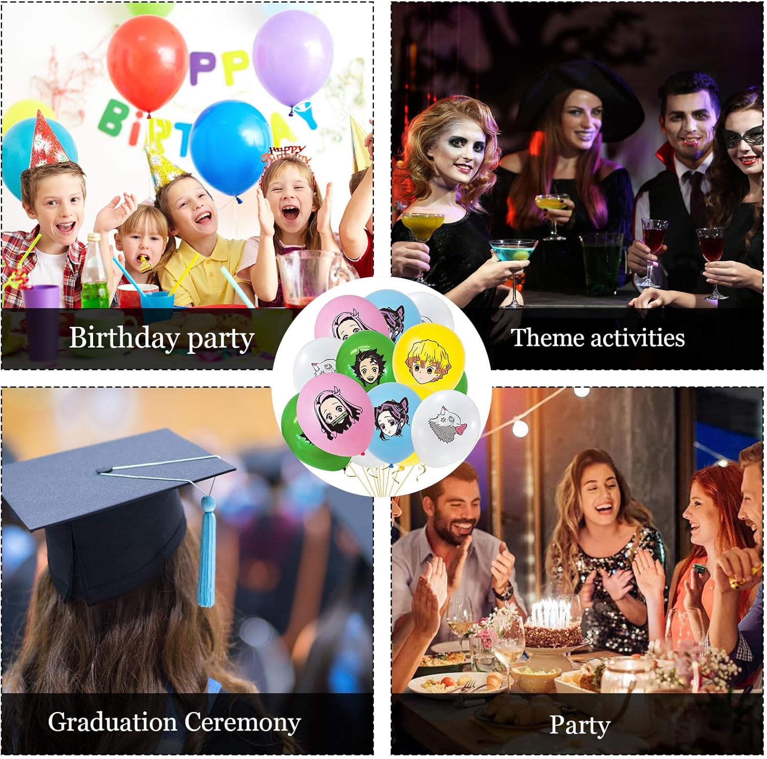 20 globos de anime japonés de 12 pulgadas encantadores globos temáticos para fiestas infantiles, decoraciones de celebraciones especiales