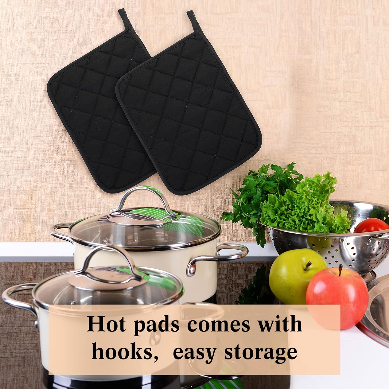 Hoolerry 20 soportes de algodón para ollas de bolsillo para horno de cocina, soportes para ollas de 7 x 9 pulgadas, resistentes al calor, con bucles