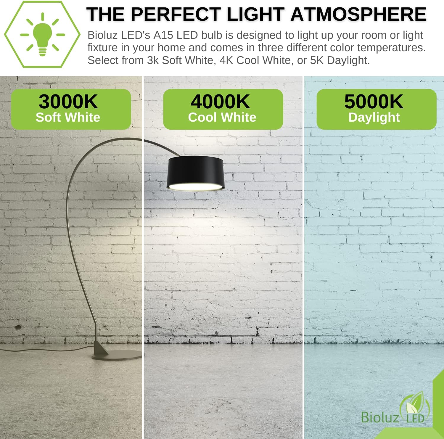 Bioluz LED Bombillas A15 de luz blanca suave 3000 K regulables A15 60 vatios bombillas LED (8 vatios) paquete de 10