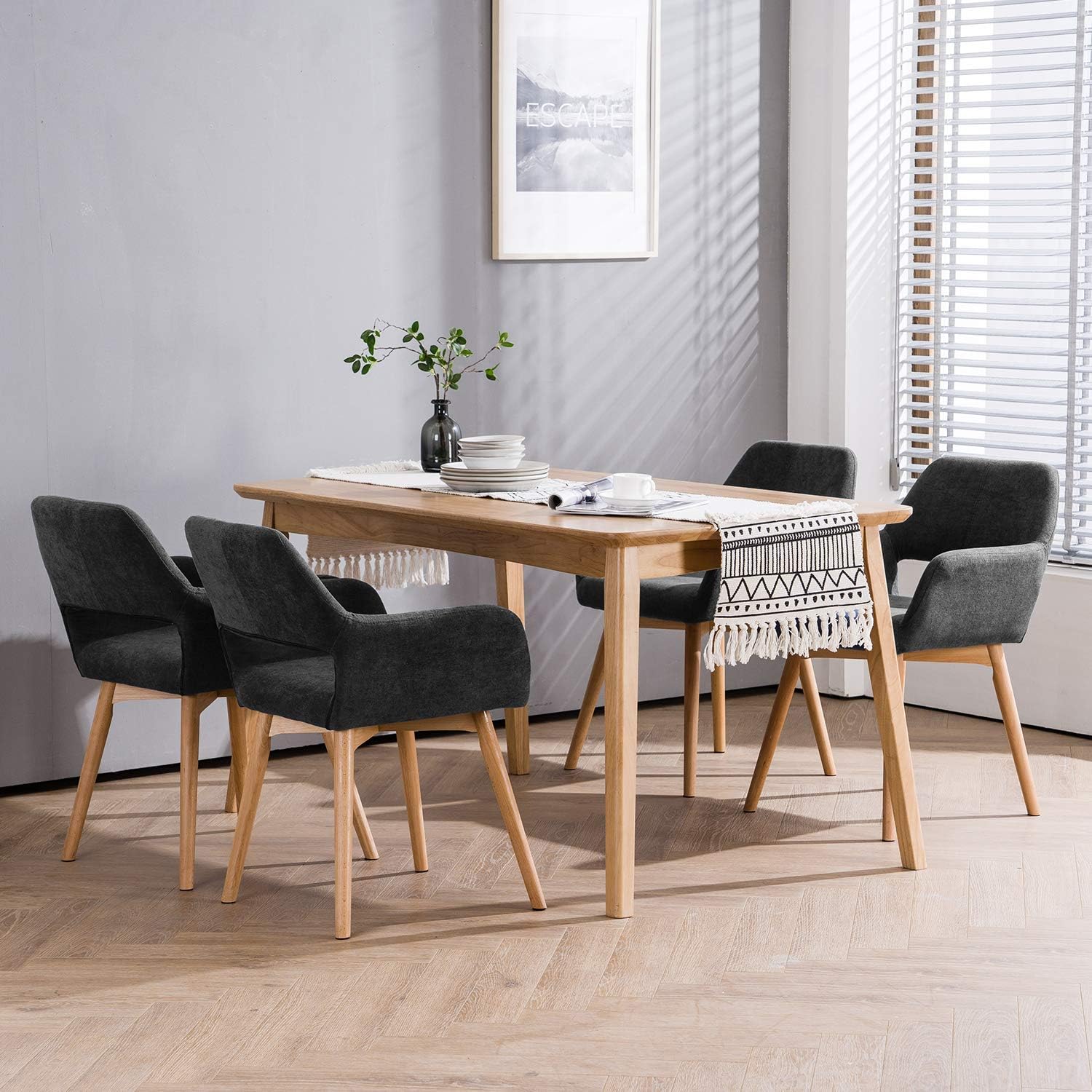 Juego de 4 sillas de comedor modernas de mediados de siglo, 2 y 6 cómodas sillas decorativas de tela tapizada para cocina, comedor, sala de estar,
