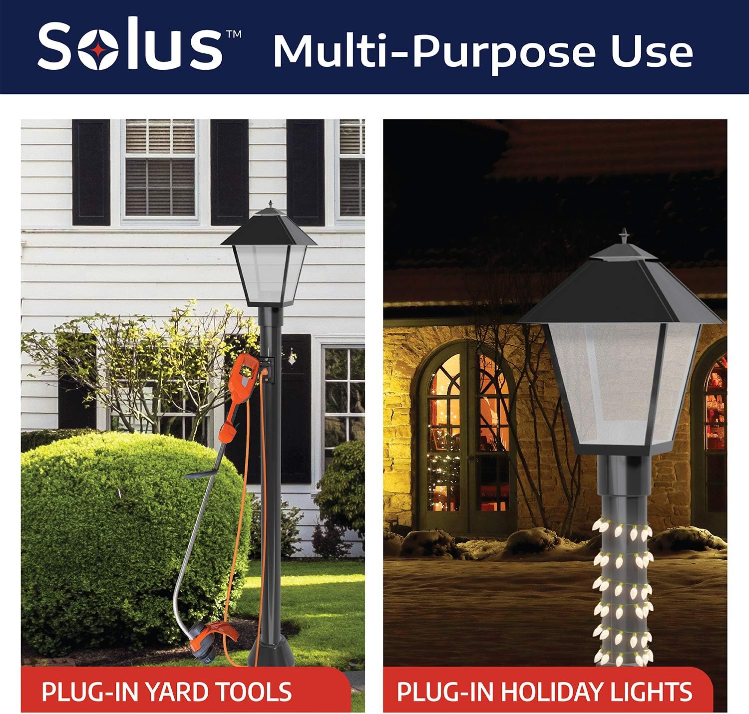 Solus PB-6 – Paquete de accesorios de poste de lámpara para exteriores de 120 V, incluye toma de corriente eléctrica, brazo cruzado de 15 pulgadas y
