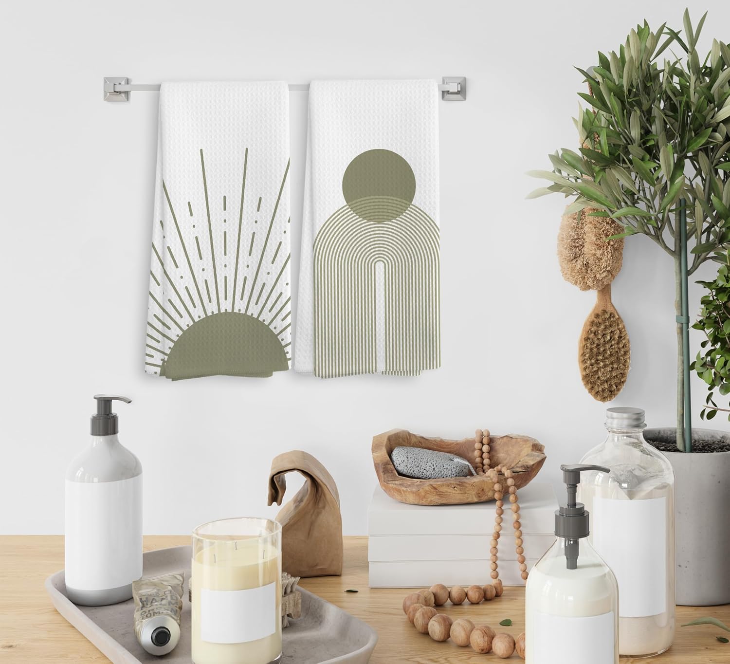 Juego de 2 paños de cocina y paños de cocina bohemios absorbentes y paños de cocina para baño, regalos bohemios para mujeres y niñas, 16 x 24